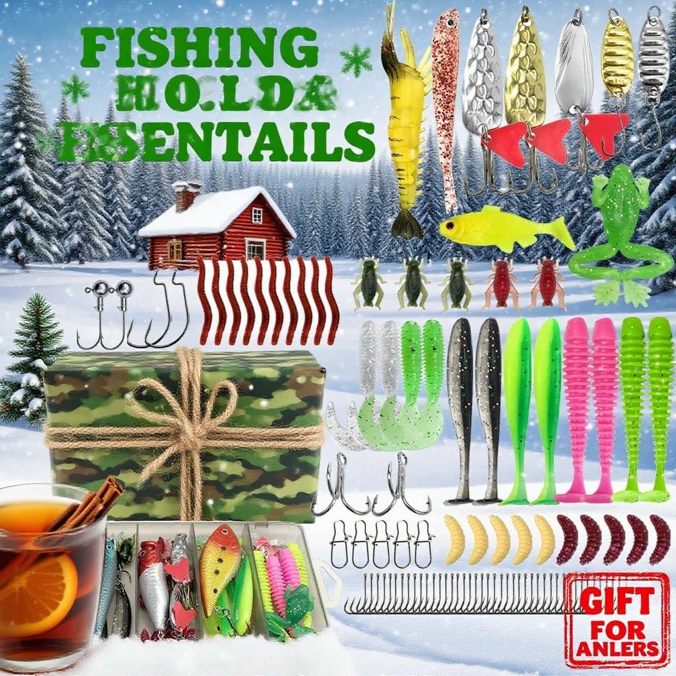 133 Piece Fishing Tackle Kit with Spinner Baits, Wobblers, Lead Jigs, Sinkers, Hooks & Tackle Box – Complete Freshwater Beginner Fishing Set for Bass, Trout & Panfish