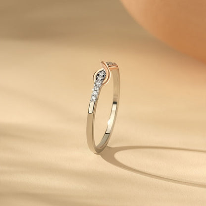 S925 Sterling Silver Lucky 8 Ring for Women – Cubic Zirconia Inlay, Two-Tone Color Separation Design, Elegant Stackable Band, Sizes 5-10, Exquisite Wedding & Gift Jewelry