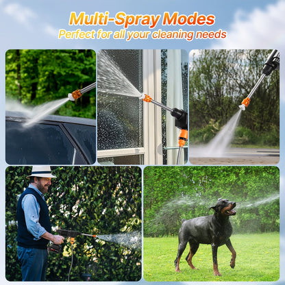 Cordless Pressure Washer 300W, Handheld Electric Car Wash Gun with 6-in-1 Nozzle, 1.3GPM High Pressure Washer with 15000mAh Battery, 60-Min Runtime for Car Wash, Home, Floor & Garden Cleaning