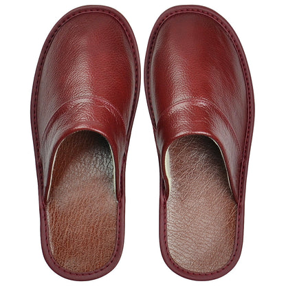 Wide Width Genuine Leather Slippers Indoor Non-Slip Oversized Slides for Men and Women All Seasons Casual House Shoes Black Grey Brown Navy Burgundy Red Purple Orange US 5.5-14