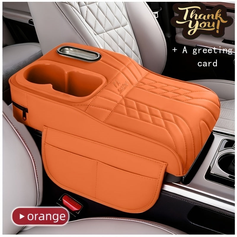 Car Center Console Tray Organizer Raised Design Tissue Box Holder Cup Holder Non-Slip Storage Mat Universal Fit 6 Colors Black Orange Red Brown Beige