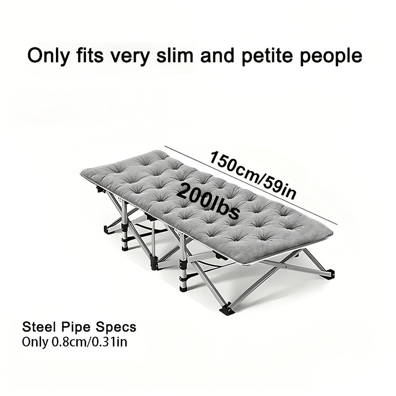 Folding Camping Bed with Mattress & Side Pockets – Heavy Duty Portable Cot for Adults, Foldable Guest Bed for Camping Outdoor Courtyard Terrace Office Guest Room