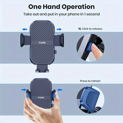 Dashboard Car Phone Mount Strong Adhesive Sticky Pad, 360° Rotation Adjustable Vertical Horizontal, Bonus Adhesive Pads Included, Universal Fit for iPhone 15 14 Samsung Galaxy Android, Black