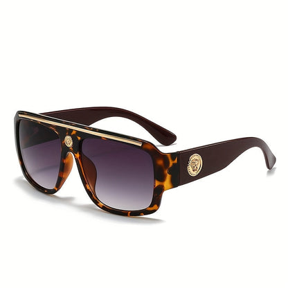 Cyberpunk Oversized Square Sunglasses for Men – Extra Large Frame 139mm+, Black & Gold Metal Trim, Decorative Lens, Futuristic Street Fashion & Cosplay Eyewear