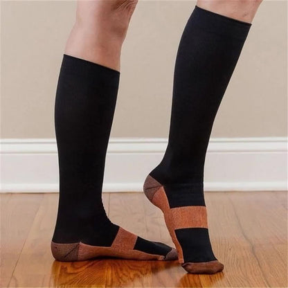 5 Pairs Copper Compression Socks for Women & Men – Black Athletic Support Socks for Running Hiking Cycling Travel, Sizes M-XL, Circulation & Pain Relief Compression Stockings