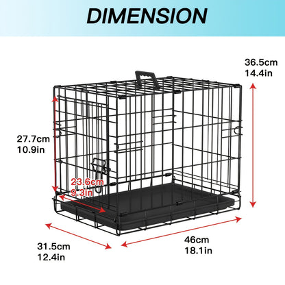 Foldable Metal Wire Dog Crate for Small Dogs & Rabbits – Adjustable Divider Panel, Leak-Proof Plastic Pan, Indoor Outdoor Pet Kennel for Chihuahuas Toy Breeds Small Animals, Multiple Sizes