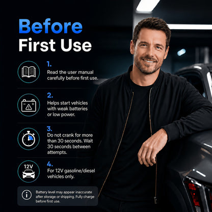 Portable Car Jump Starter with Air Compressor 20000A Peak 7-in-1 Battery Booster Pack with 150PSI Tire Inflator, Power Bank, LED Light & LCD Display – 12V Emergency Roadside Kit for Car SUV Truck