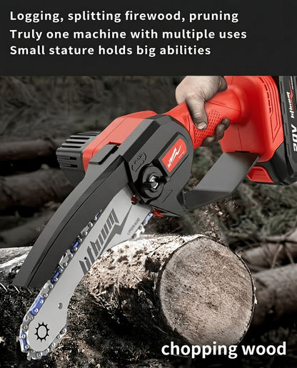 Mini Chainsaw Cordless 6 Inch Battery Powered Electric Chainsaw with Safety Guard Adjustable Chain Ergonomic Grip for Tree Trimming Branch Cutting Yard Work - Gift for DIY Home Garden Outdoor