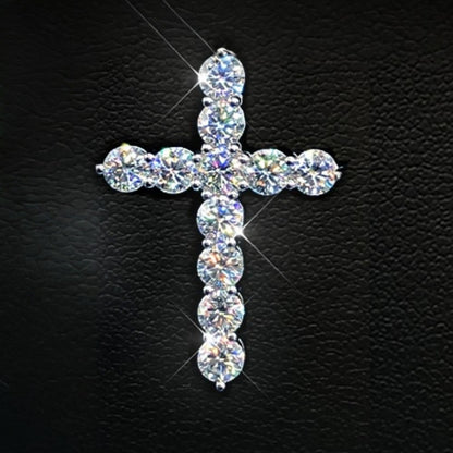 Moissanite Cross Necklace 925 Sterling Silver 11ct Brilliant Cut Pendant Necklace for Women - Luxury Hypoallergenic Religious Jewelry Gift for Her Valentine's Day Christmas