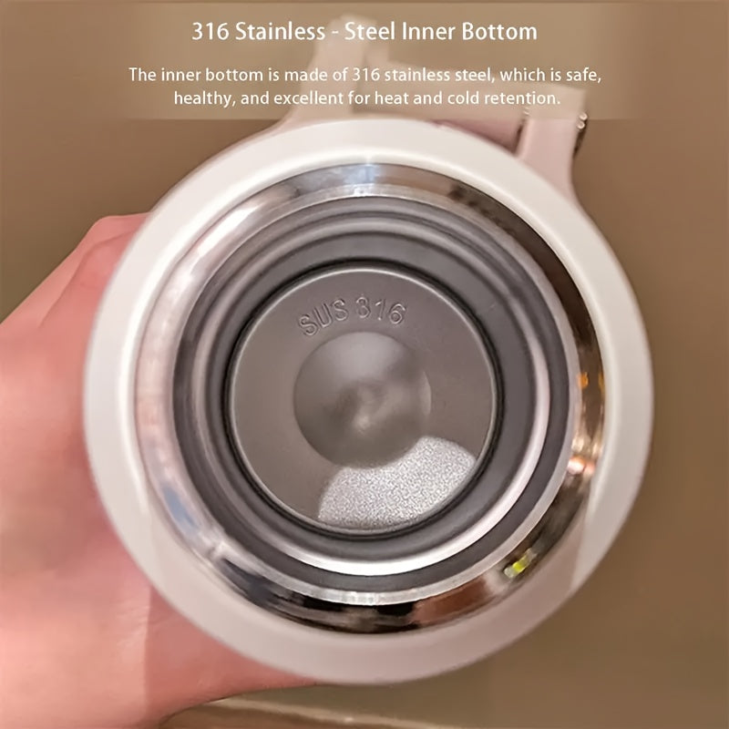600ml Stainless Steel Tumbler Double Wall Vacuum Insulated Leak-Proof Lid with Handle Cleaning Brush Included Hot Cold Drinks Travel Office Gym Outdoor Water Bottle 20oz