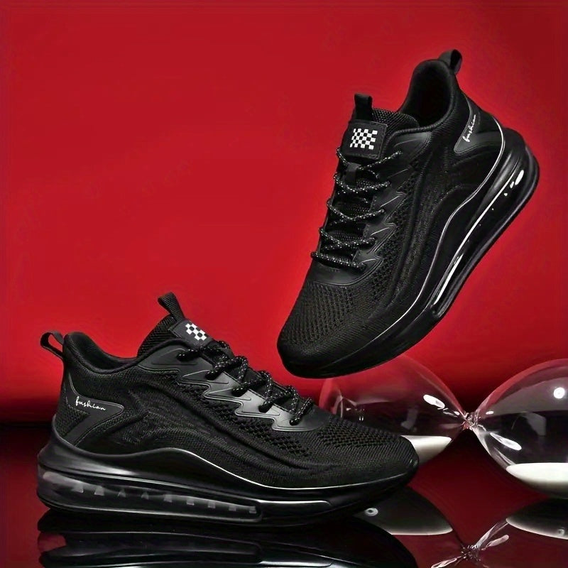 Men's Air Cushion Running Sneakers Lightweight Lace-Up Anti-Slip Shock-Absorbing Breathable Athletic Shoes for Walking Fitness Tennis Travel Sizes US 6.5-13.5 Black Blue White Yellow Red