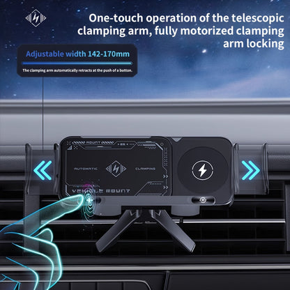 Car Mount with Wireless Fast Charging 15W - Compatible with iPhone 8 to 15 Series, Samsung Galaxy S and Note Series, Fold 5 and Fold 6, Supports Folding Screen Smartphones, USB Powered Dashboard Phone Holder