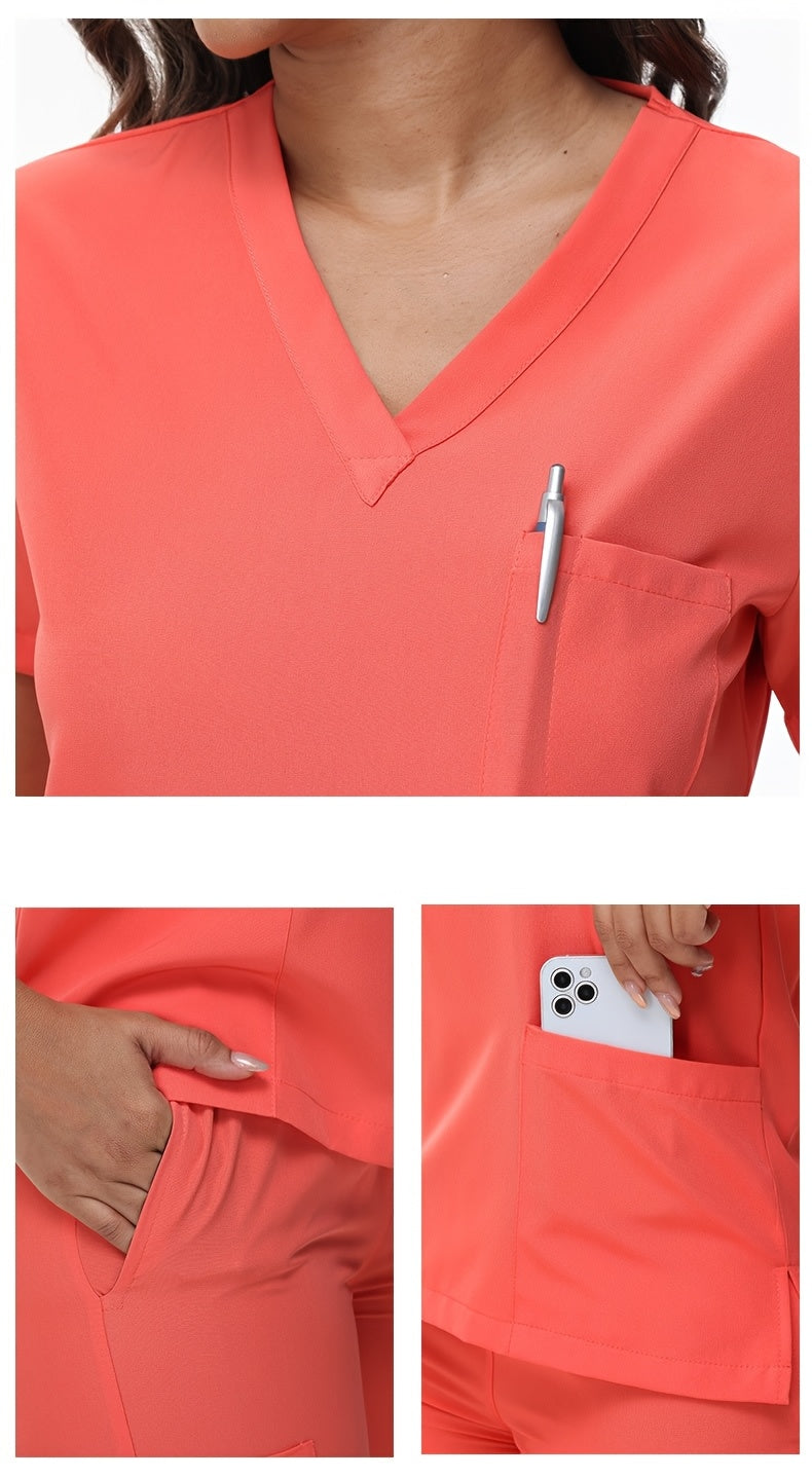 Unisex Medical Scrubs Set – Breathable Quick-Dry V-Neck Top & Drawstring Jogger Pants, Nursing Uniform for Women & Men, 7 Colors, Sizes S-XXL, Ideal for Hospitals, Dental Clinics & Veterinary Work