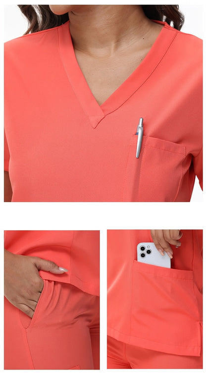 Unisex Medical Scrubs Set – Breathable Quick-Dry V-Neck Top & Drawstring Jogger Pants, Nursing Uniform for Women & Men, 7 Colors, Sizes S-XXL, Ideal for Hospitals, Dental Clinics & Veterinary Work