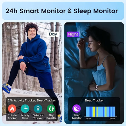 Smartwatch 1.83 Inch HD Screen Bluetooth Call Music Playback Sleep Monitor Step Calorie Fitness Tracker Sports Watch 3 Colors Gift