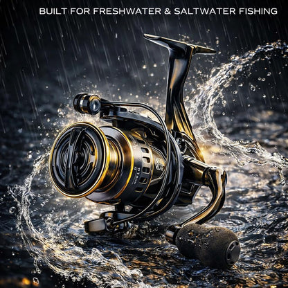 Spinning Fishing Reel High Gear Ratio Strong Drag System – Smooth Powerful Freshwater & Saltwater Fishing Reel with Sturdy Handle, Available in Sizes 500, 1000 & 3000 for Bass, Trout & Surf Fishing