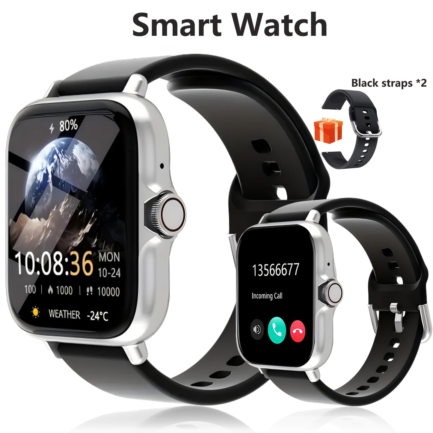 Smart Watch 1.91 Inch AMOLED HD Touchscreen Voice Calling Music Playback Voice Assistant Multiple Sports Modes Compatible with iPhone Android Fitness Tracker Black Pink Yellow Silver
