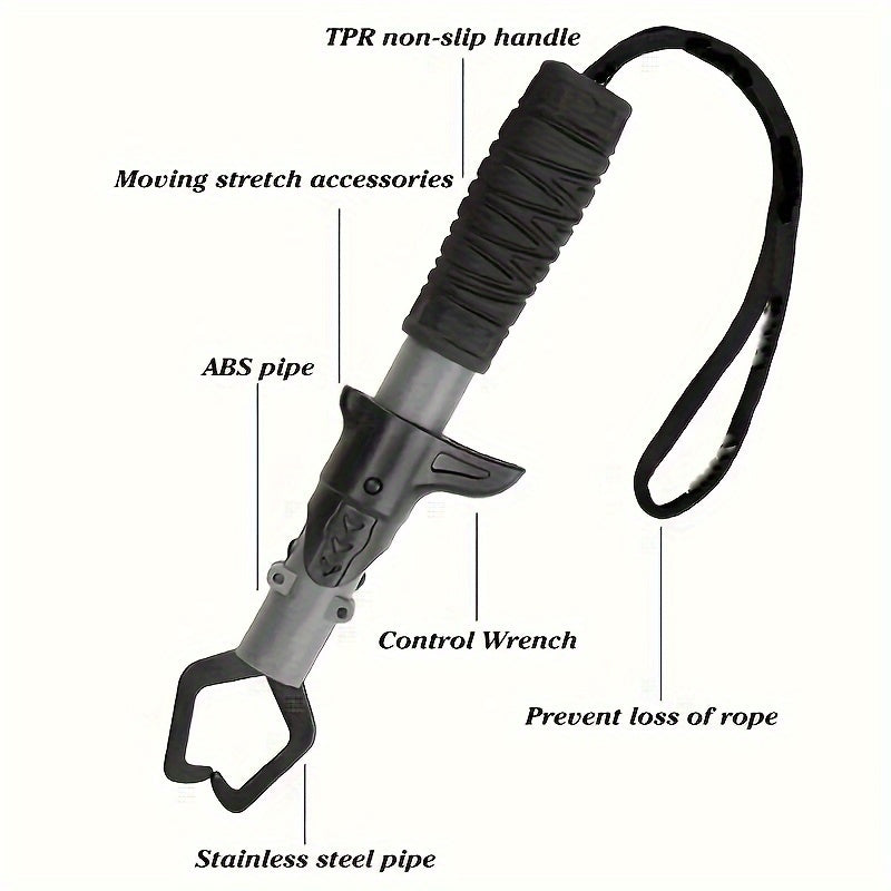 Fishing Pliers & Fish Gripper Combo Set 2PCS Stainless Steel with TPR Comfort Grip, Spring-Loaded Lock, Hook Remover Line Cutter Lanyard - Essential Freshwater Saltwater Fishing Tool Gift for Fishermen