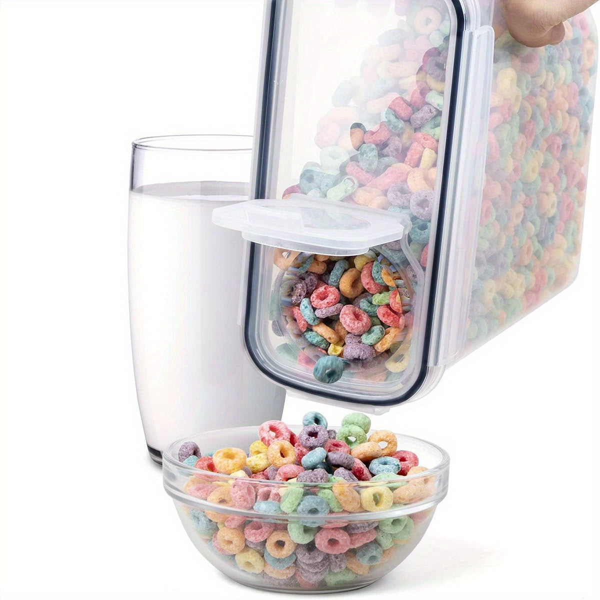 8-Piece Clear Food Storage Containers with Lids (4 Jars + 4 Lids, 1.06 Gal) – Moisture-Proof Airtight Sealed Kitchen Canisters for Cereal, Rice, Coffee Beans, Nuts, Tea, Salt & Spices