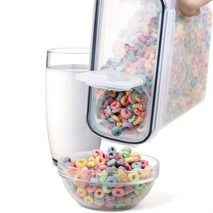 8-Piece Clear Food Storage Containers with Lids (4 Jars + 4 Lids, 1.06 Gal) – Moisture-Proof Airtight Sealed Kitchen Canisters for Cereal, Rice, Coffee Beans, Nuts, Tea, Salt & Spices