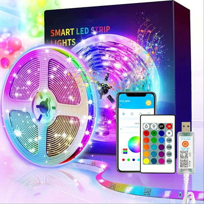 RGB LED Strip Lights Music Sync, 25FT 50FT 60FT 65FT 100FT Color Changing LED Lights with Remote & Smart APP Control, USB Powered, Bedroom Gaming Room Party Halloween Christmas Home Decoration