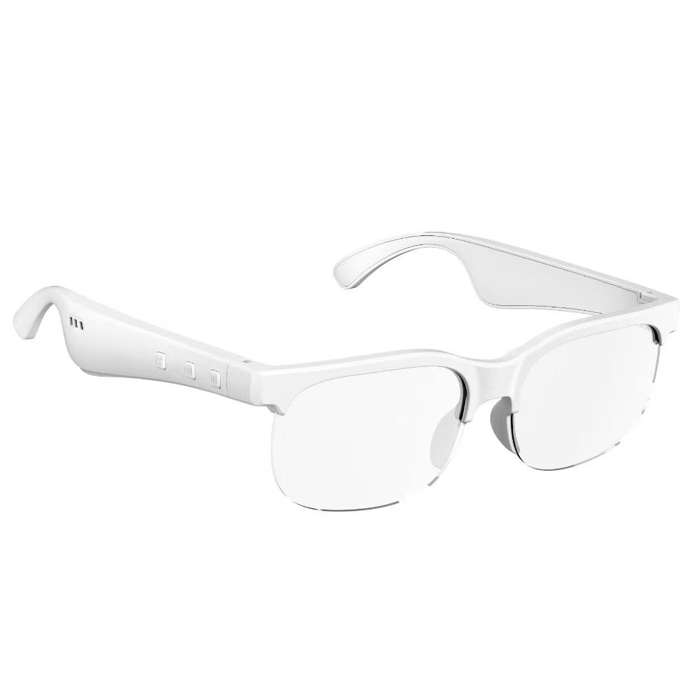 Bluetooth Audio Glasses 2-in-1 Wireless Smart Glasses with Built-in Stereo Speakers USB-C Charging Lightweight Open Ear Sunglasses for Music Gaming Video Calls Compatible with iPhone Android Black White
