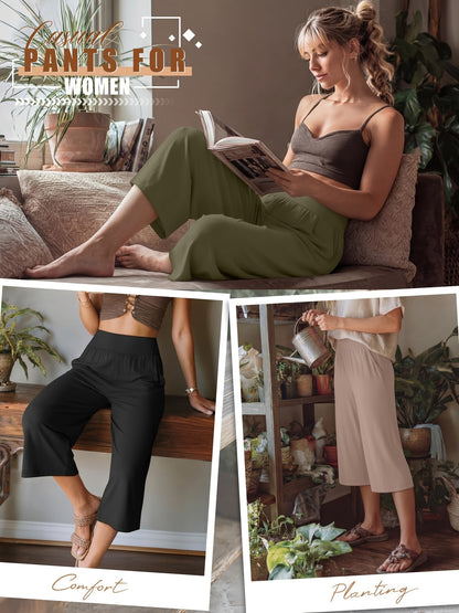 Women's Capri Pants 3-Pack – Loose Lounge Cropped Sweatpants Joggers with Pockets & Elastic Waist, Yoga Capri for Spring Summer Fall Casual Weekend Wear