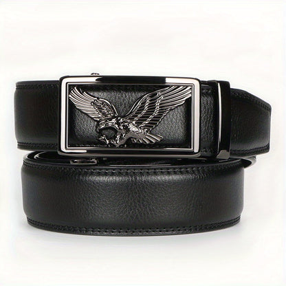 2pcs Men's Genuine Leather Belt Set with Automatic Ratchet Buckle – Adjustable Comfort Fit for 30"-44" Waist, Business & Casual Dress Belts in Black Light Brown & Black Dark Brown