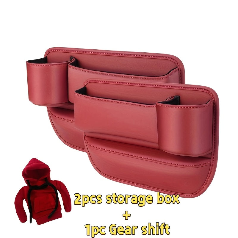 Car Seat Gap Filler Organizer with Gear Shift Cover – PU Leather, Multifunctional Storage Box for Phone, Keys, Cards, Cups & Wallet, Easy Install, Fits All Cars