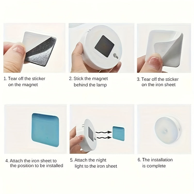 LED Motion Sensor Night Lights USB Rechargeable Wireless Dual Mode Adjustable Brightness Magnetic Mount – Under Cabinet Kitchen Hallway Stairs Closet 6 or 12 Pack