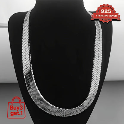 925 Sterling Silver Flat Snake Chain Necklace & Bracelet – 2D Sleek Stackable Design, Multiple Lengths, Gift Box Included, Perfect for Valentine's Day, Holidays & Everyday Layering