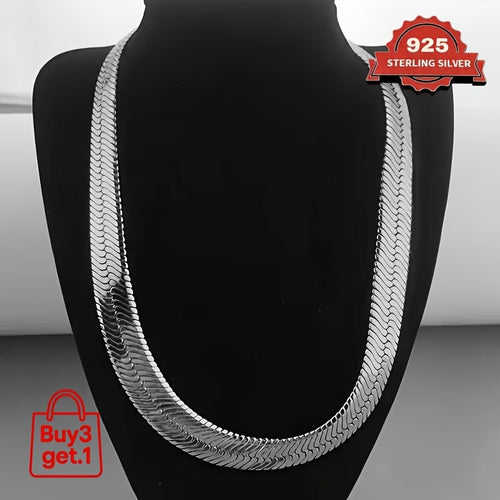 925 Sterling Silver Flat Snake Chain Necklace & Bracelet – 2D Sleek Stackable Design, Multiple Lengths, Gift Box Included, Perfect for Valentine's Day, Holidays & Everyday Layering
