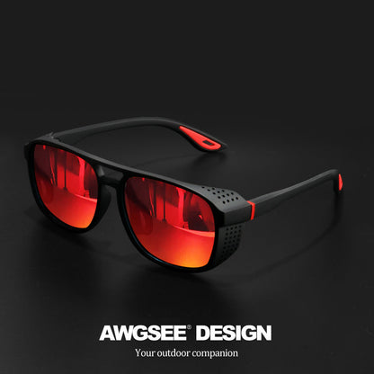 Polarized Steampunk Sports Sunglasses for Men & Women – UV400 HD Lens Cycling Running Fishing Driving Glasses, Durable Side Cutout Frame, Outdoor Athletic Eyewear