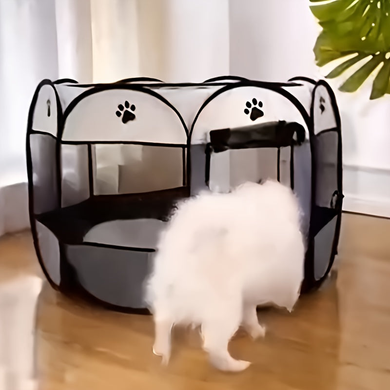 Octagonal Foldable Pet Fence Tent All-Seasons Kennel & Cat Bed – Scratch-Resistant Oxford Cloth Dog Cage for Puppies & Cats, Indoor Outdoor Camping Travel Playpen, Portable Collapsible Pet House