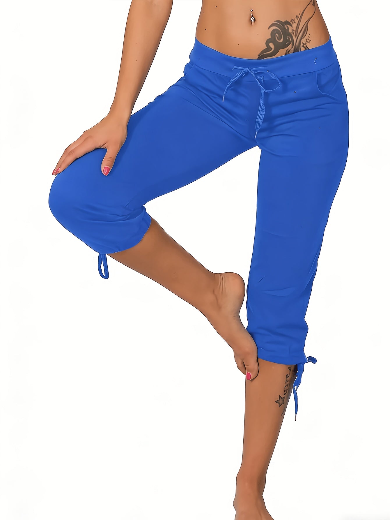 Women's Lightweight Cropped Trousers 4-Pack – Drawstring Waist Loose Fit Capri Pants, Casual Breathable Summer Bottoms for Women, Sizes S-XXL, Multiple Color Sets