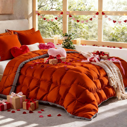 Comforter Set 7 Piece Queen King Full - Soft Microfiber Pintuck Pleated Bed in a Bag Complete Bedding Set with Comforter, Fitted Sheet, Flat Sheet & Pillowcases, All Season Home & Dorm Bedding