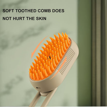 3-in-1 Self-Cleaning Pet Grooming Brush with Steam Spray & Shedding Control for Cats & Dogs USB Rechargeable Silicone Rubber Bristles – 2026 New Model