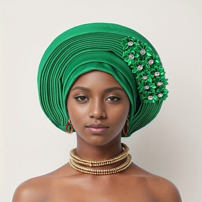 African Nigerian Gele Hat Layered Applique Headpiece Women Wedding Tea Party Fascinator Traditional Headwear 15 Colors Mother's Day Gift