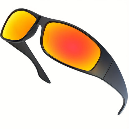 Super Dark Polarized Wrap Around Sunglasses for Men & Women – UV400 Protection, Lightweight Sport Eyewear, Glossy & Matte Frame, Black Blue Yellow Lens, Driving Cycling Fishing Hiking Outdoor