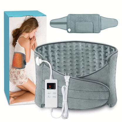 Electric Heating Belt for Back Pain Relief 12x24 Inch – 6 Heat Levels 104-149°F, 6-Hour Auto Shutoff, 4 Timers, Adjustable 24-45 Inch Waist, Washable Heated Waist Pad for Men and Women