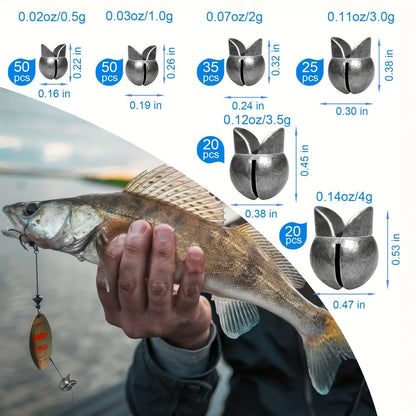 Fishing Weights Sinkers Split Shot Set 120PCS & 200PCS – Round Removable Reusable Fishing Sinkers in 5/6 Sizes for Carp, Fly, Ice & Lure Fishing