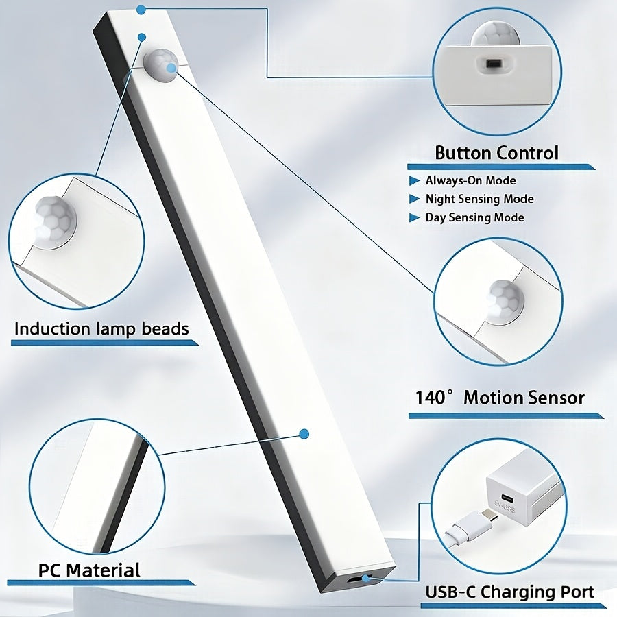 LED Motion Sensor Cabinet Lights USB Rechargeable 6 9 12pcs Wireless Night Light 3 Adjustable Modes for Bedroom Staircase Kitchen Closet Under Cabinet Bedside Reading Hallway Home Lighting