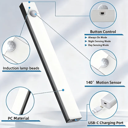 LED Motion Sensor Cabinet Lights USB Rechargeable 6 9 12pcs Wireless Night Light 3 Adjustable Modes for Bedroom Staircase Kitchen Closet Under Cabinet Bedside Reading Hallway Home Lighting