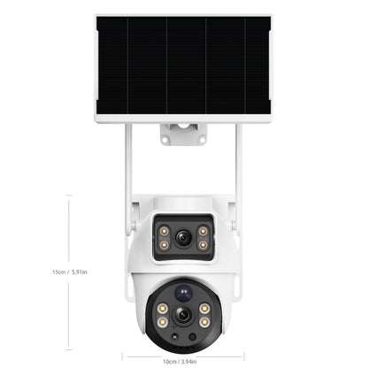 4G LTE Solar Security Camera Outdoor 8MP – 360° Pan Tilt Dual Lens, IP65 Weatherproof, PIR Motion Detection, Color Night Vision, Two-Way Audio & App Control, US Networks Only, No WiFi Required