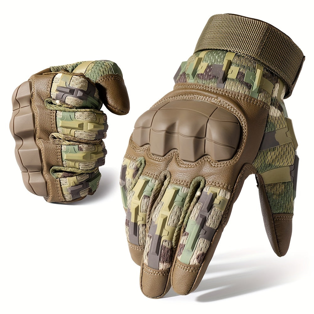 Tactical Full Finger Gloves with Touchscreen Compatibility Anti-Skid Wear-Resistant for Motorcycle Hiking Camping Hunting Shooting Cycling Outdoor Sports Men Women Black