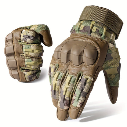 Tactical Full Finger Gloves with Touchscreen Compatibility Anti-Skid Wear-Resistant for Motorcycle Hiking Camping Hunting Shooting Cycling Outdoor Sports Men Women Black