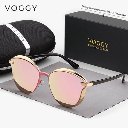 VOGGY Retro Butterfly UV400 Polarized Sunglasses for Men & Women – Lightweight Metal Frame Mirrored Lens, 8 Colors, Driving Hiking Cycling Fishing Travel Gift Box Included