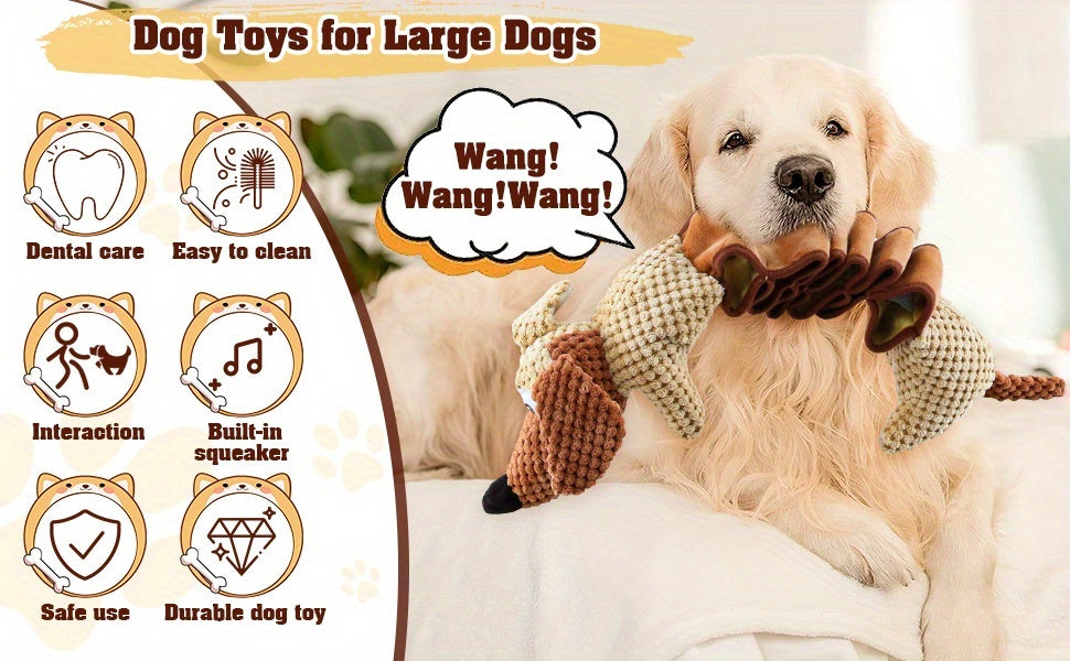 Large Squeaky Crinkle Dog Toy – Extendable 15.7" to 19.7" Plush Pull & Tug Bite Toy with Crinkled Paper Filling for Small Medium Large Dogs, Interactive Fetch & Chew Toy, No Battery Needed
