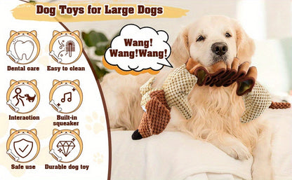 Large Squeaky Crinkle Dog Toy – Extendable 15.7" to 19.7" Plush Pull & Tug Bite Toy with Crinkled Paper Filling for Small Medium Large Dogs, Interactive Fetch & Chew Toy, No Battery Needed
