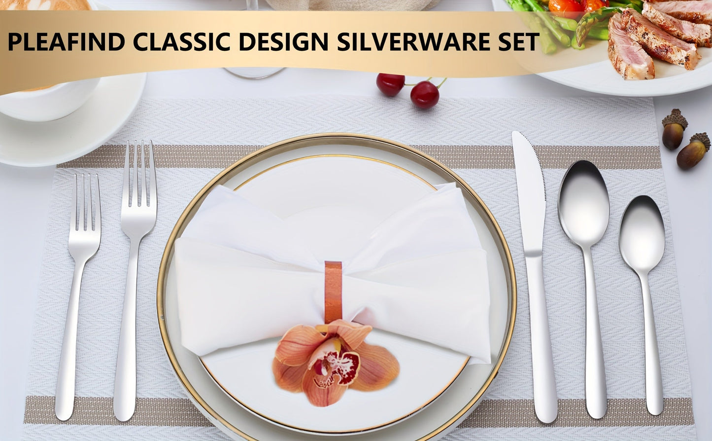 Stainless Steel Flatware Set 60/90 Piece – Silverware for 12-18 People with Gift Box, Steak Knives Salad Forks Dessert Spoons, Dishwasher Safe, for Home Wedding Camping Party Halloween